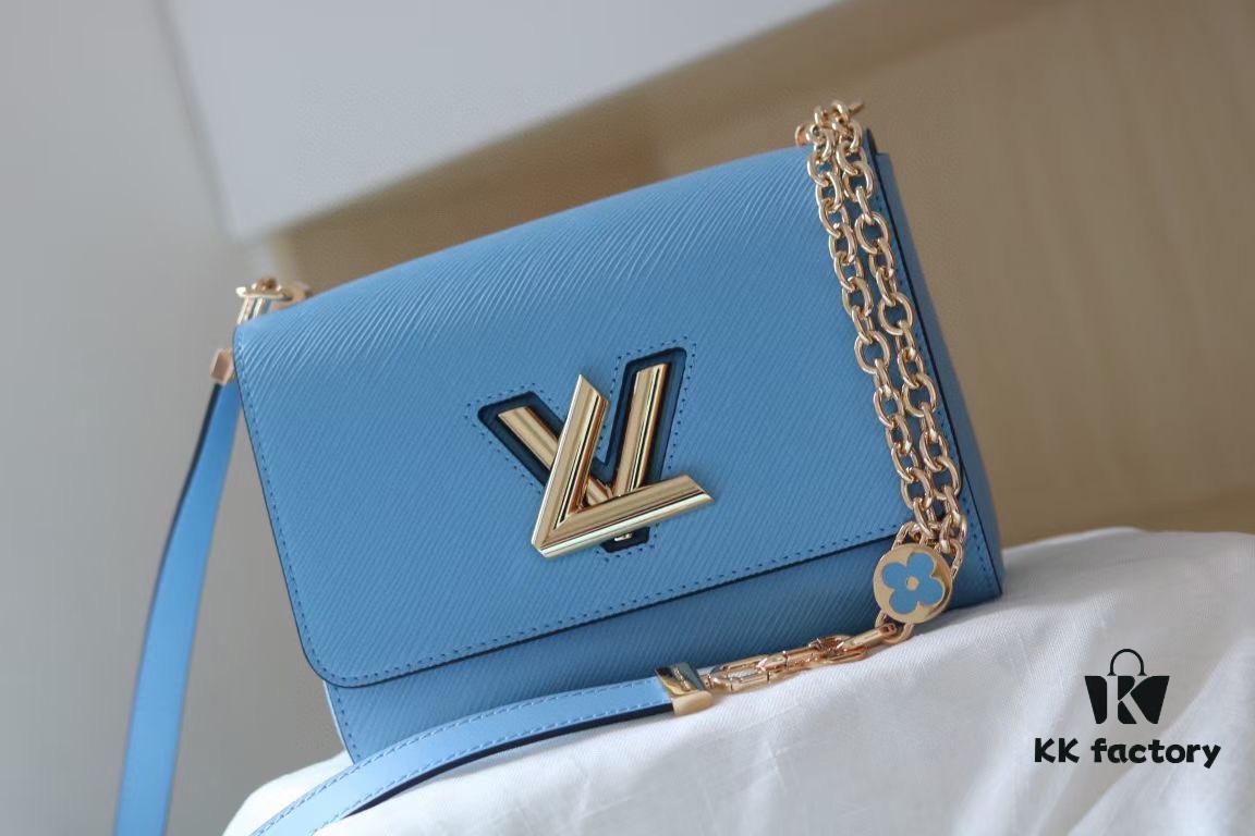 Latest TWIST Collection - Premium Original Quality - Model No. 50369/59402/59403/59627/59405 - LV Twist Medium Bag with Dual Chain and Hand-Enamel Monogram Flowers