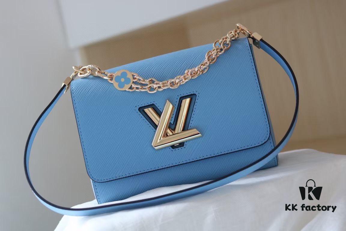 Latest TWIST Collection - Premium Original Quality - Model No. 50369/59402/59403/59627/59405 - LV Twist Medium Bag with Dual Chain and Hand-Enamel Monogram Flowers