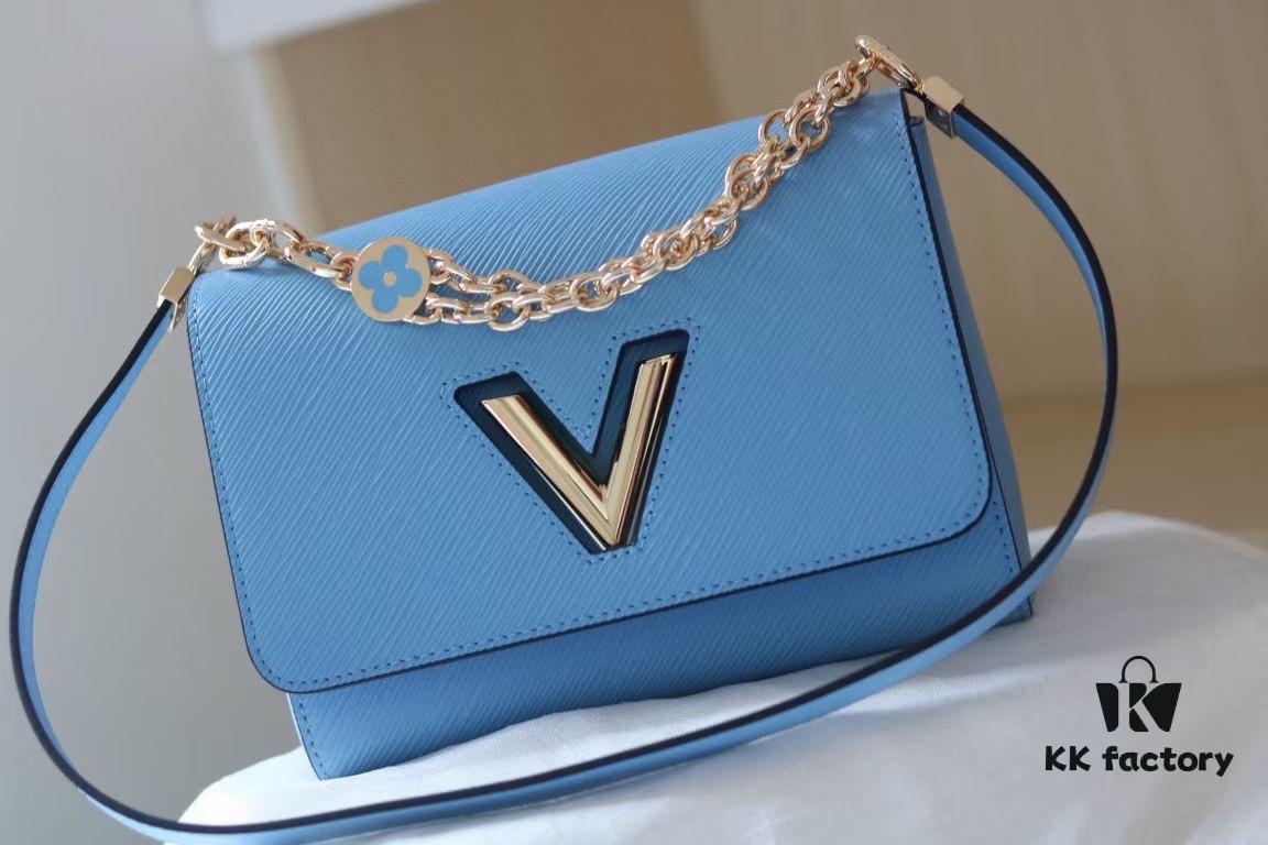 Latest TWIST Collection - Premium Original Quality - Model No. 50369/59402/59403/59627/59405 - LV Twist Medium Bag with Dual Chain and Hand-Enamel Monogram Flowers