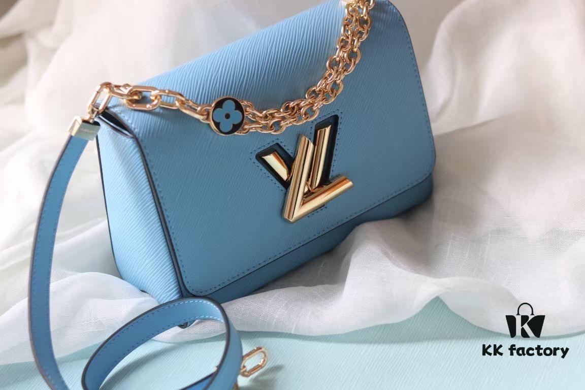 Latest TWIST Collection - Premium Original Quality - Model No. 50369/59402/59403/59627/59405 - LV Twist Medium Bag with Dual Chain and Hand-Enamel Monogram Flowers