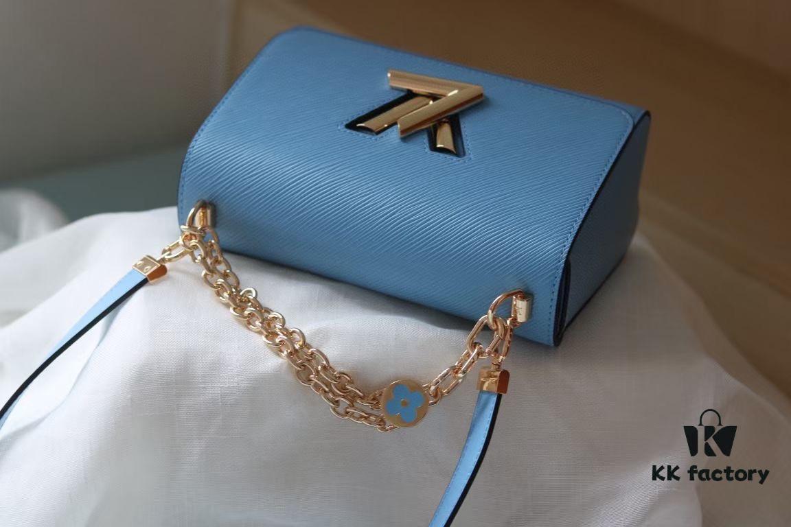 Latest TWIST Collection - Premium Original Quality - Model No. 50369/59402/59403/59627/59405 - LV Twist Medium Bag with Dual Chain and Hand-Enamel Monogram Flowers