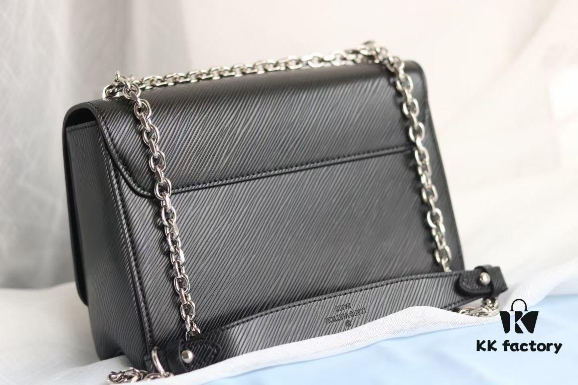 Top Quality Original LV Latest and Hottest Twist Denim Medium Bag, Compact Design with Curved Base, Adjustable Chain for Crossbody or Shoulder Wear