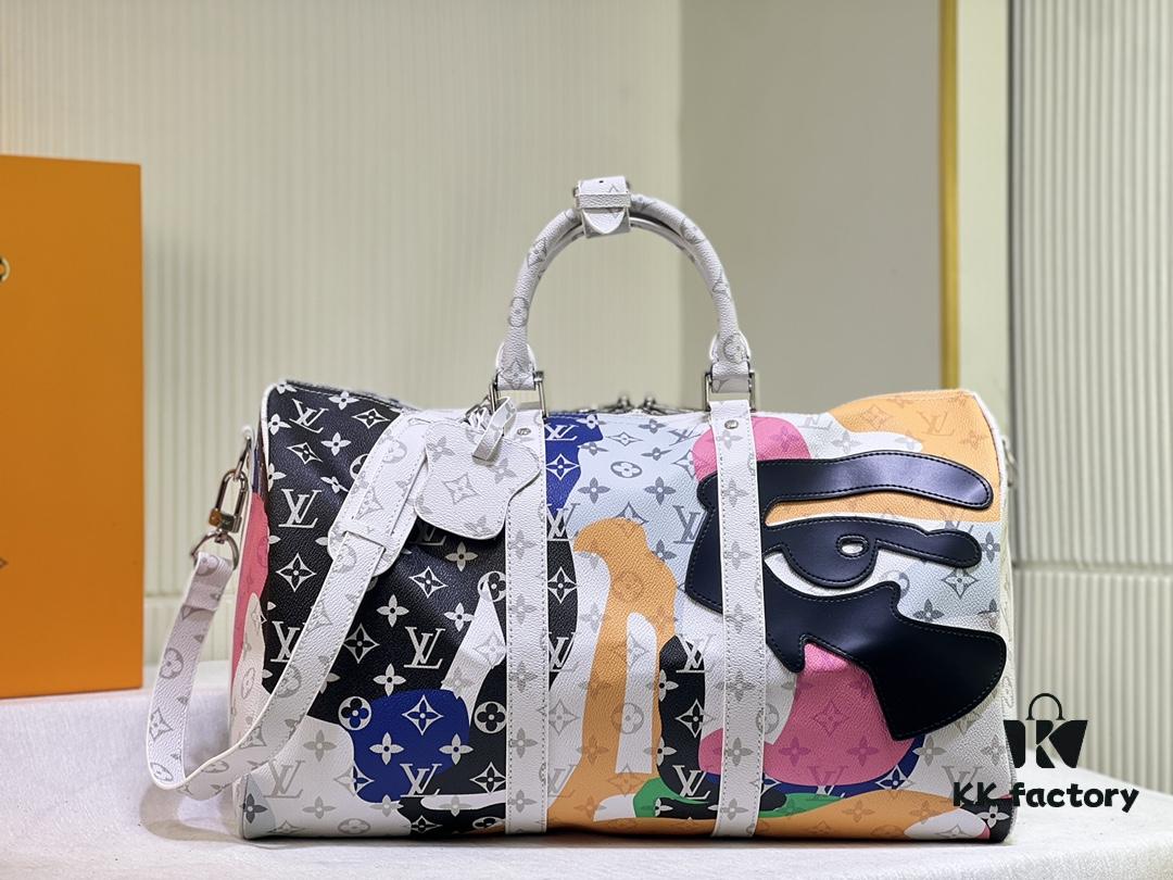 Keepall Bandoulière 45 Travel Bag in Monogram Coated Canvas with Cowhide Leather