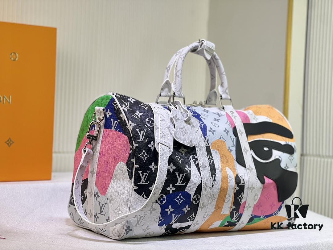 Keepall Bandoulière 45 Travel Bag in Monogram Coated Canvas with Cowhide Leather