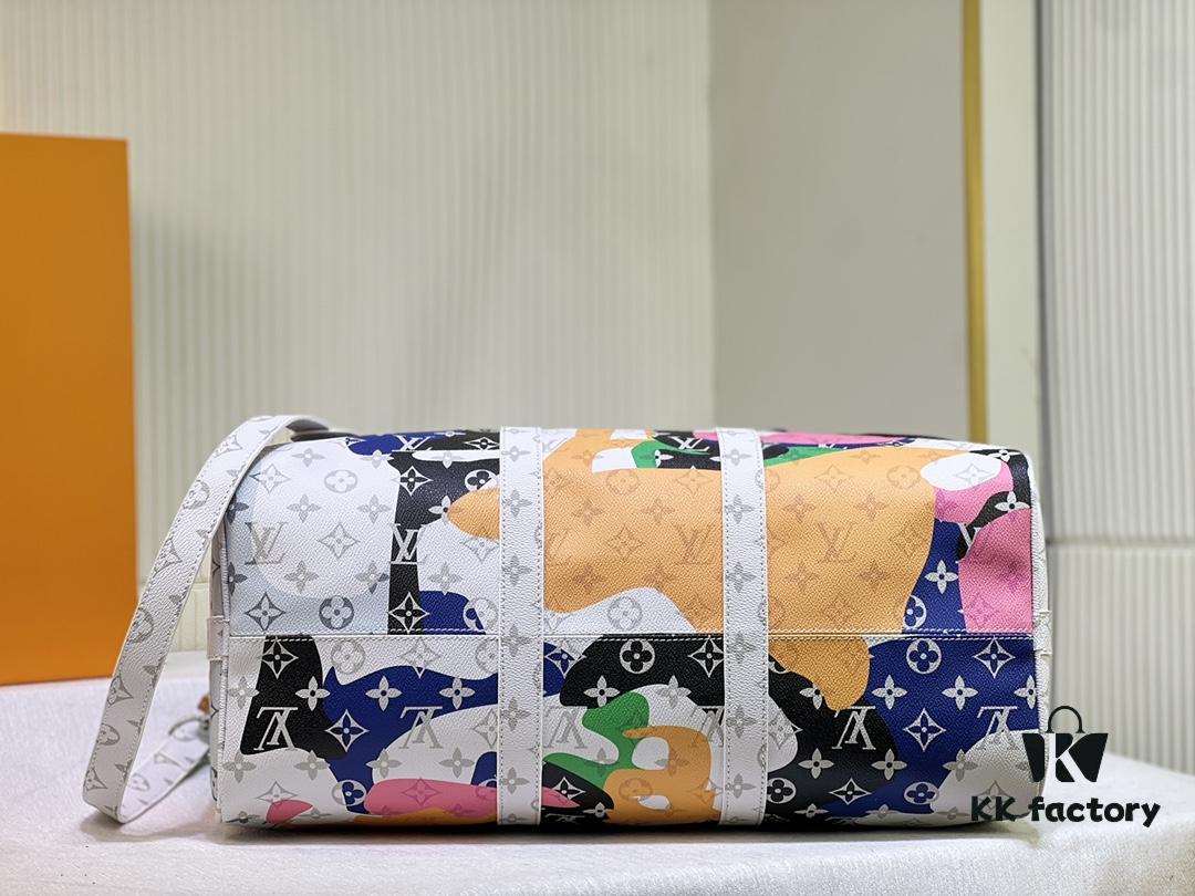 Keepall Bandoulière 45 Travel Bag in Monogram Coated Canvas with Cowhide Leather