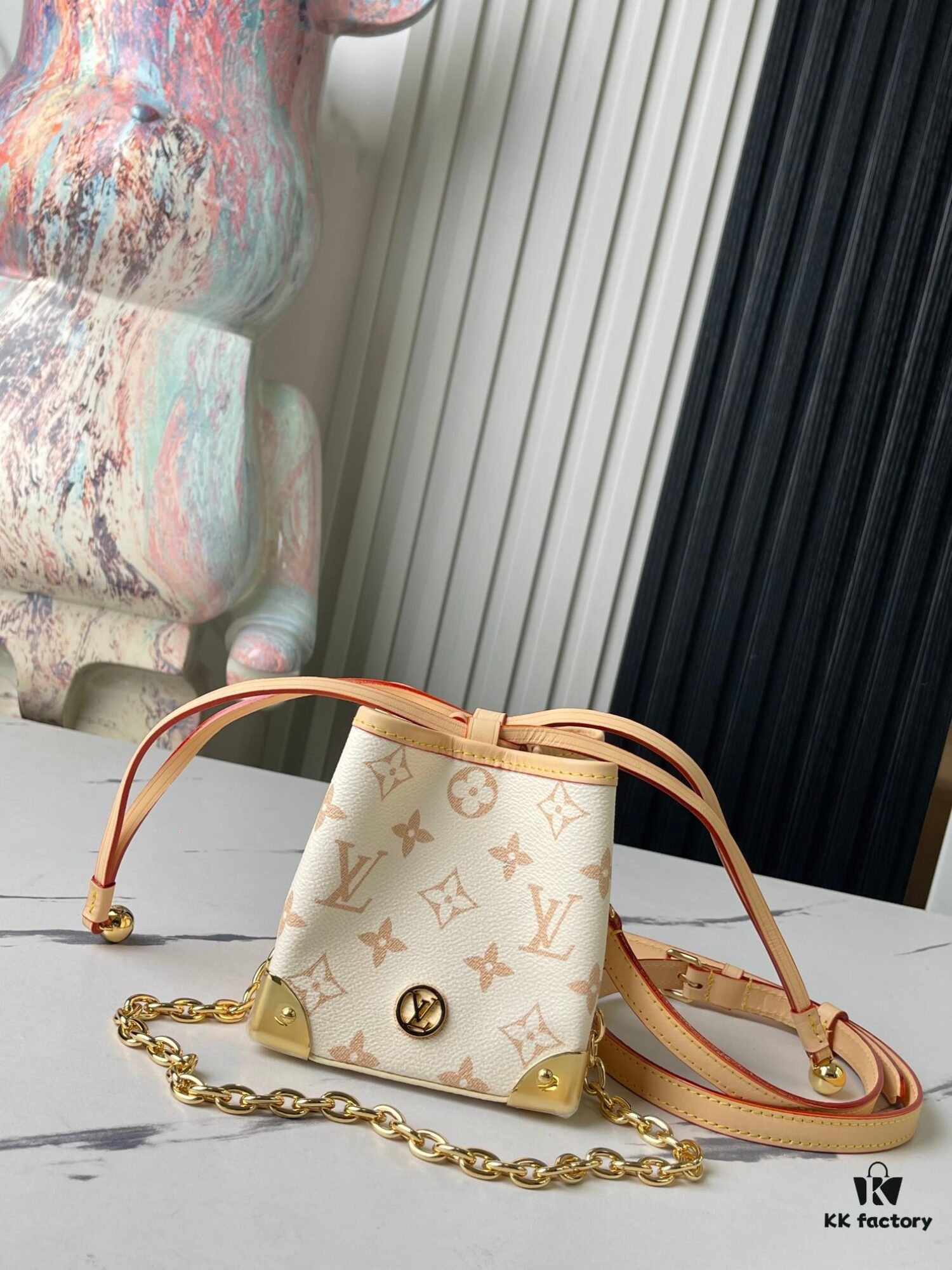 Top-tier Original Duplicate, Exclusive Real Photos M83227 White Color M82885 Mini Bucket Bag 'Shao Mai' Series Online Only Handbag M82885 Yellow Flower