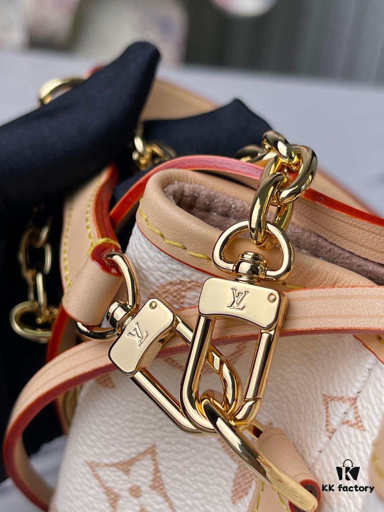 Top-tier Original Duplicate, Exclusive Real Photos M83227 White Color M82885 Mini Bucket Bag 'Shao Mai' Series Online Only Handbag M82885 Yellow Flower