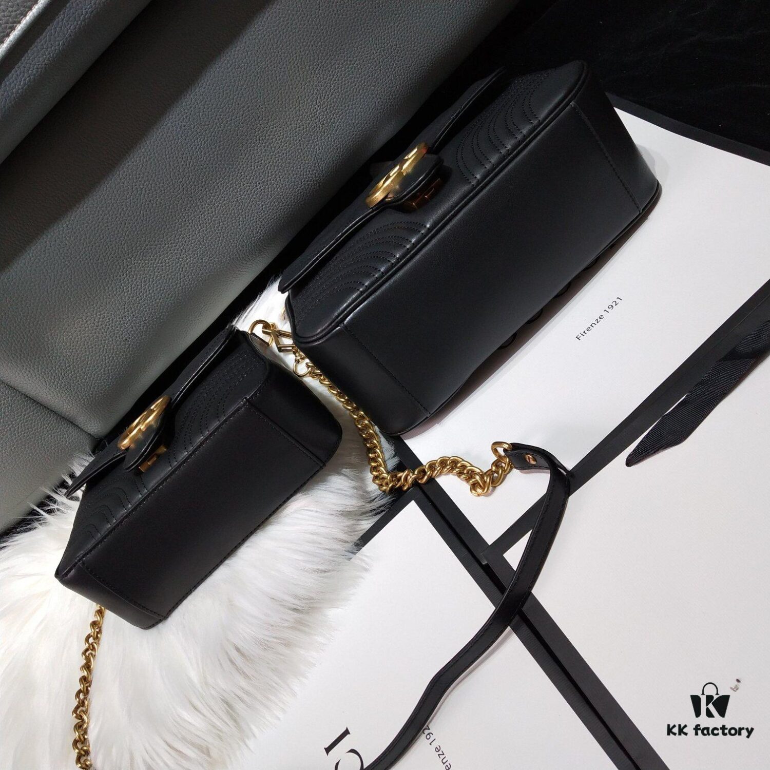 GG Marmont Wavy Texture Chain Bag in Large and Small Sizes