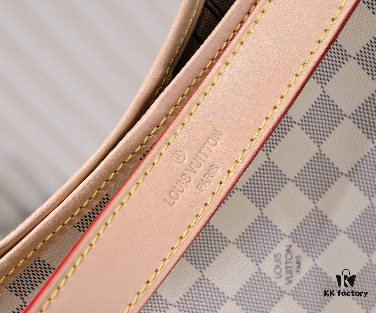 Wholesale Price Summer New Arrival, Stylish and Elegant Damier Azur Canvas Calvi Bag in Pomegranate Red, Perfect for Office and Beach Weekend Getaways