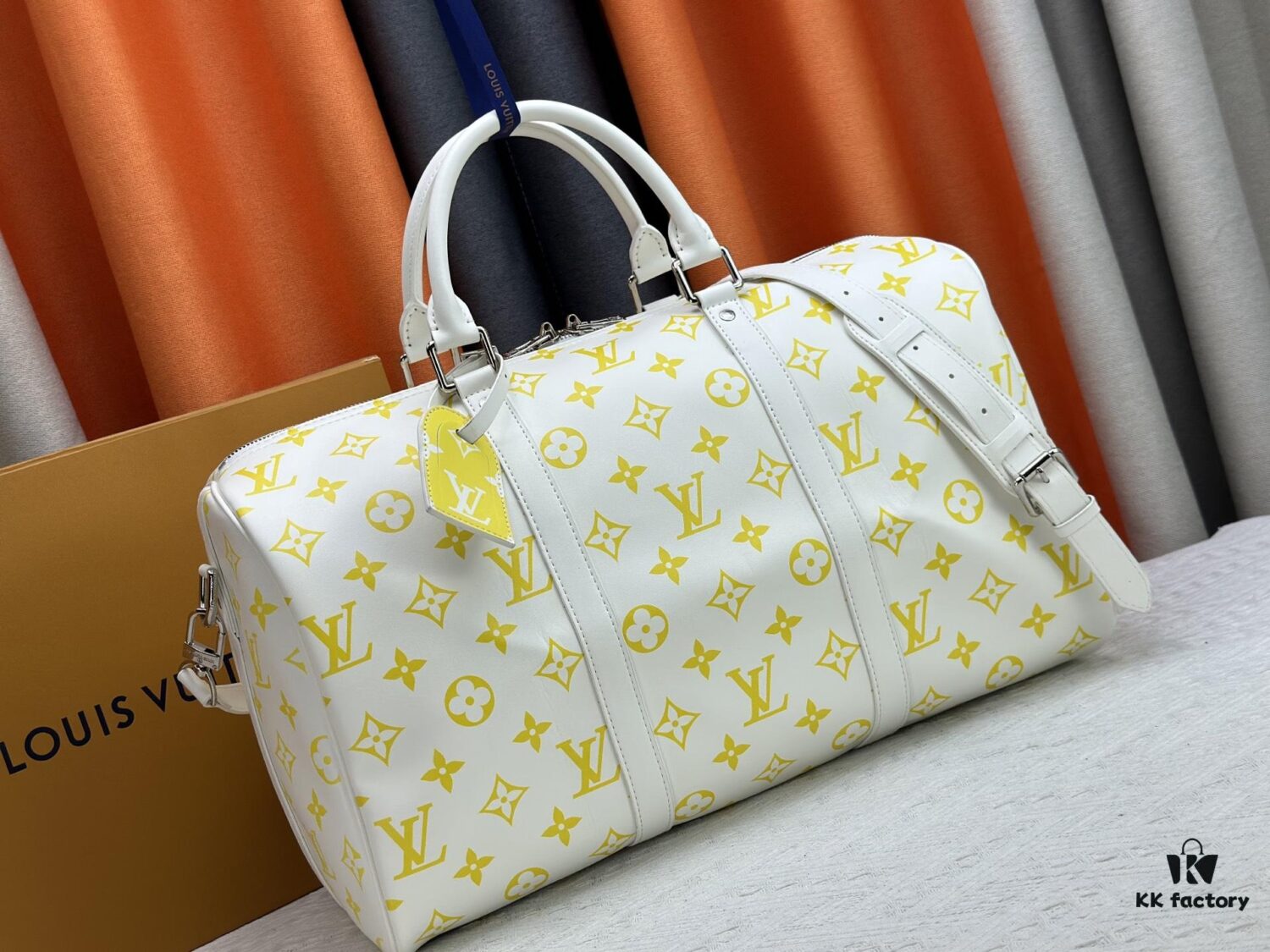 M41418 New Louis Vuitton x Takashi Murakami Collaboration Keepall Bandouliere 45 Monogram Print Travel Bag