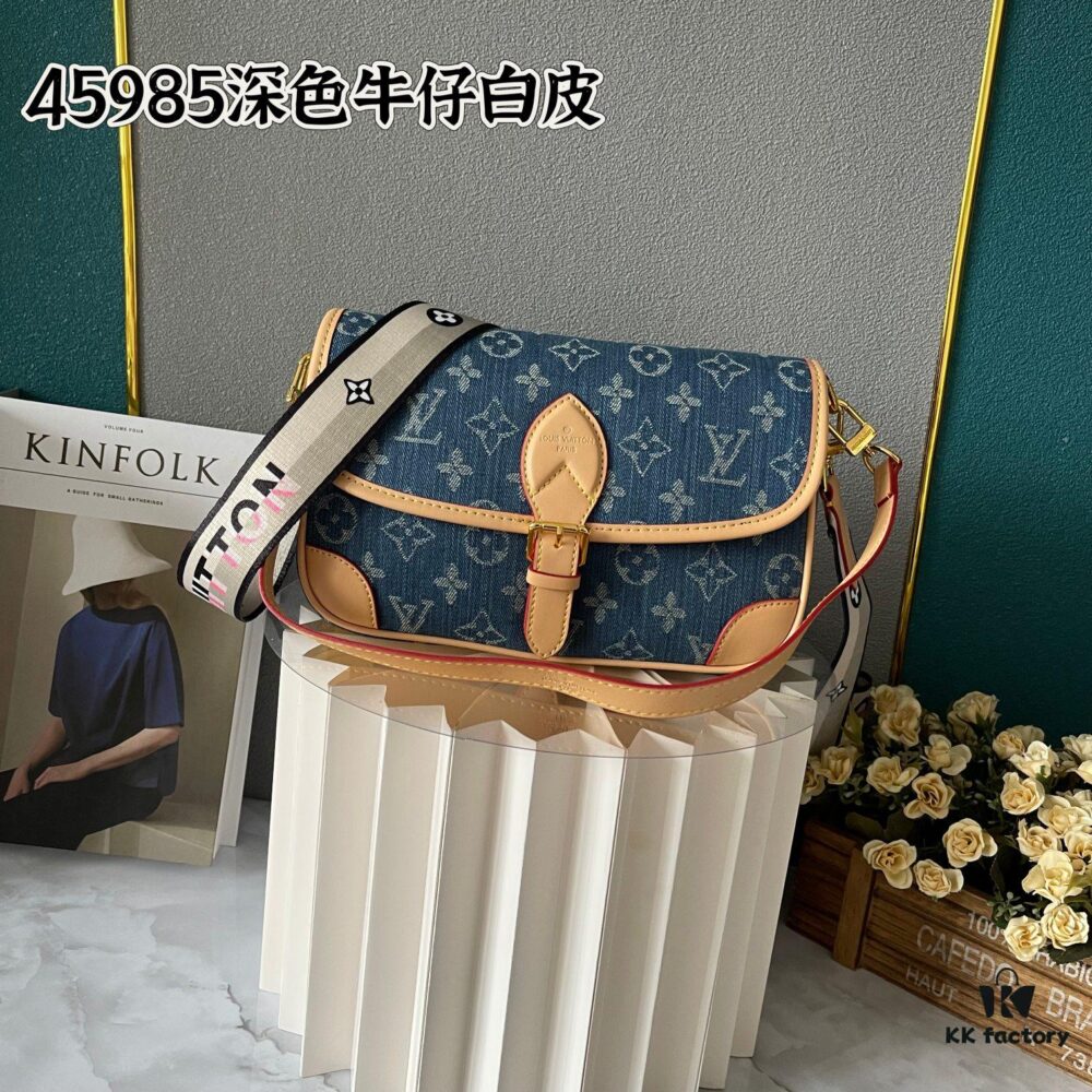 Upgraded M46386 M45985 Denim Baguette Diane Handbag