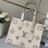 Top-Grade Full-Grain Genuine Leather Louis Vuitton M45493 Cream White OnTheGo Medium Tote Bag