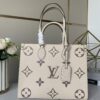 Top-Grade Full-Grain Genuine Leather Louis Vuitton M45493 Cream White OnTheGo Medium Tote Bag