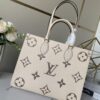 Top-Grade Full-Grain Genuine Leather Louis Vuitton M45493 Cream White OnTheGo Medium Tote Bag