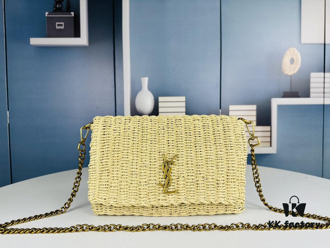 New Arrival Batch [Apricot Color] Kate - Raffia Woven Craft Chain Bag
