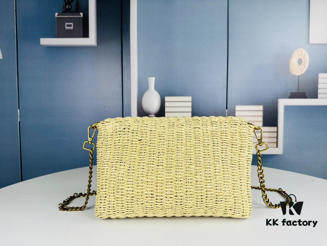 New Arrival Batch [Apricot Color] Kate - Raffia Woven Craft Chain Bag