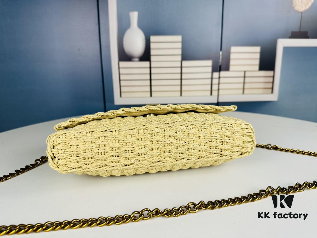 New Arrival Batch [Apricot Color] Kate - Raffia Woven Craft Chain Bag