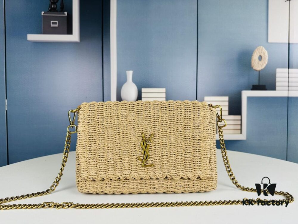 New Arrival in Apricot Color - Kate Raffia Woven Craft Chain Bag