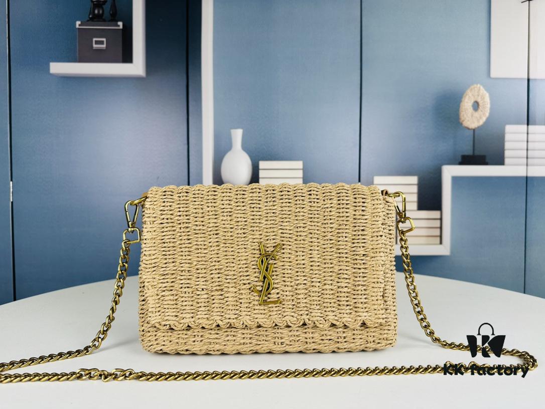 New Arrival in Apricot Color - Kate Raffia Woven Craft Chain Bag