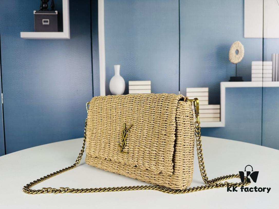 New Arrival in Apricot Color - Kate Raffia Woven Craft Chain Bag