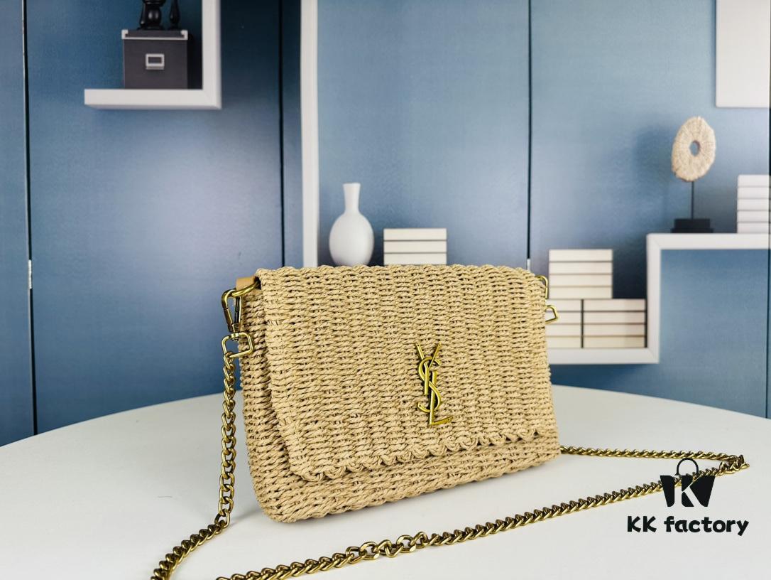 New Arrival in Apricot Color - Kate Raffia Woven Craft Chain Bag
