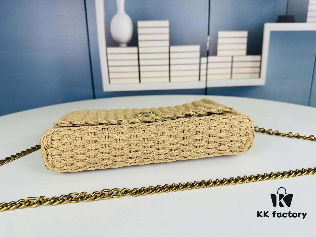 New Arrival in Apricot Color - Kate Raffia Woven Craft Chain Bag