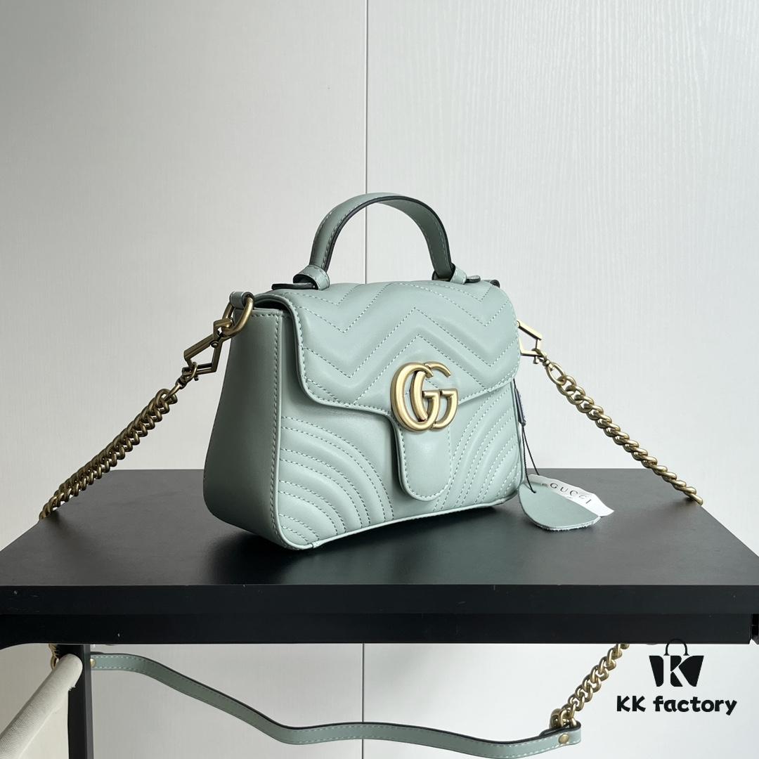 Authentic Shot # GG Marmont Mini Crossbody Bag Model: 583571 Gray-Green Size: 21*15.5*8cm