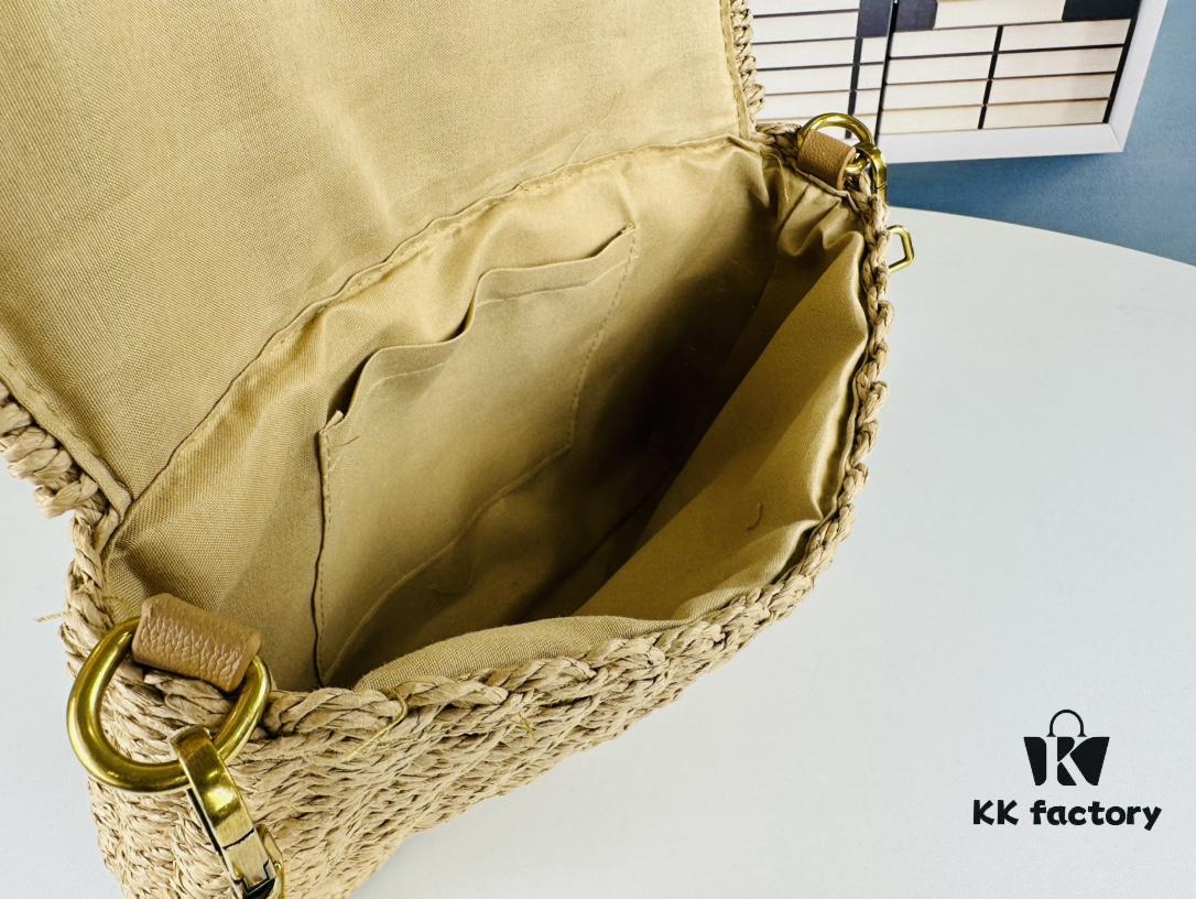 New Arrival in Apricot Color - Kate Raffia Woven Craft Chain Bag