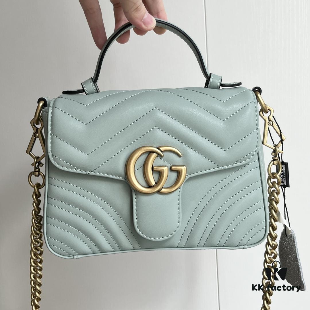 Authentic Shot # GG Marmont Mini Crossbody Bag Model: 583571 Gray-Green Size: 21*15.5*8cm