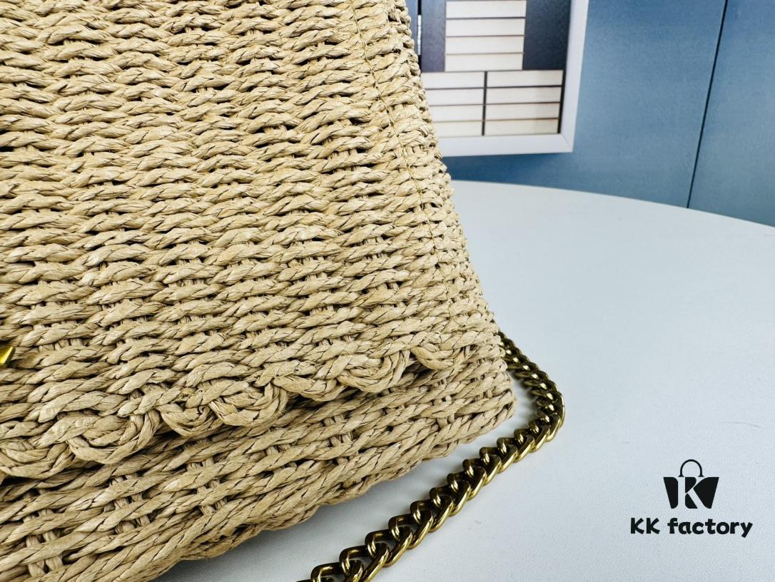 New Arrival in Apricot Color - Kate Raffia Woven Craft Chain Bag