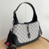Gucci UN3AG 1294 Jackie 1961 Small Tote Bag - Black and Ivory GG Denim Jacquard with Leather Trim