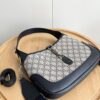 Gucci UN3AG 1294 Jackie 1961 Small Tote Bag - Black and Ivory GG Denim Jacquard with Leather Trim