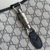Gucci UN3AG 1294 Jackie 1961 Small Tote Bag - Black and Ivory GG Denim Jacquard with Leather Trim