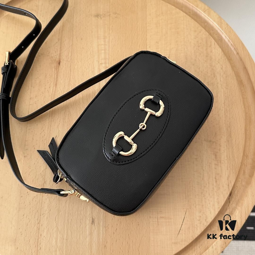Gucci Horsebit 1955 Camera Bag in Black Full Leather