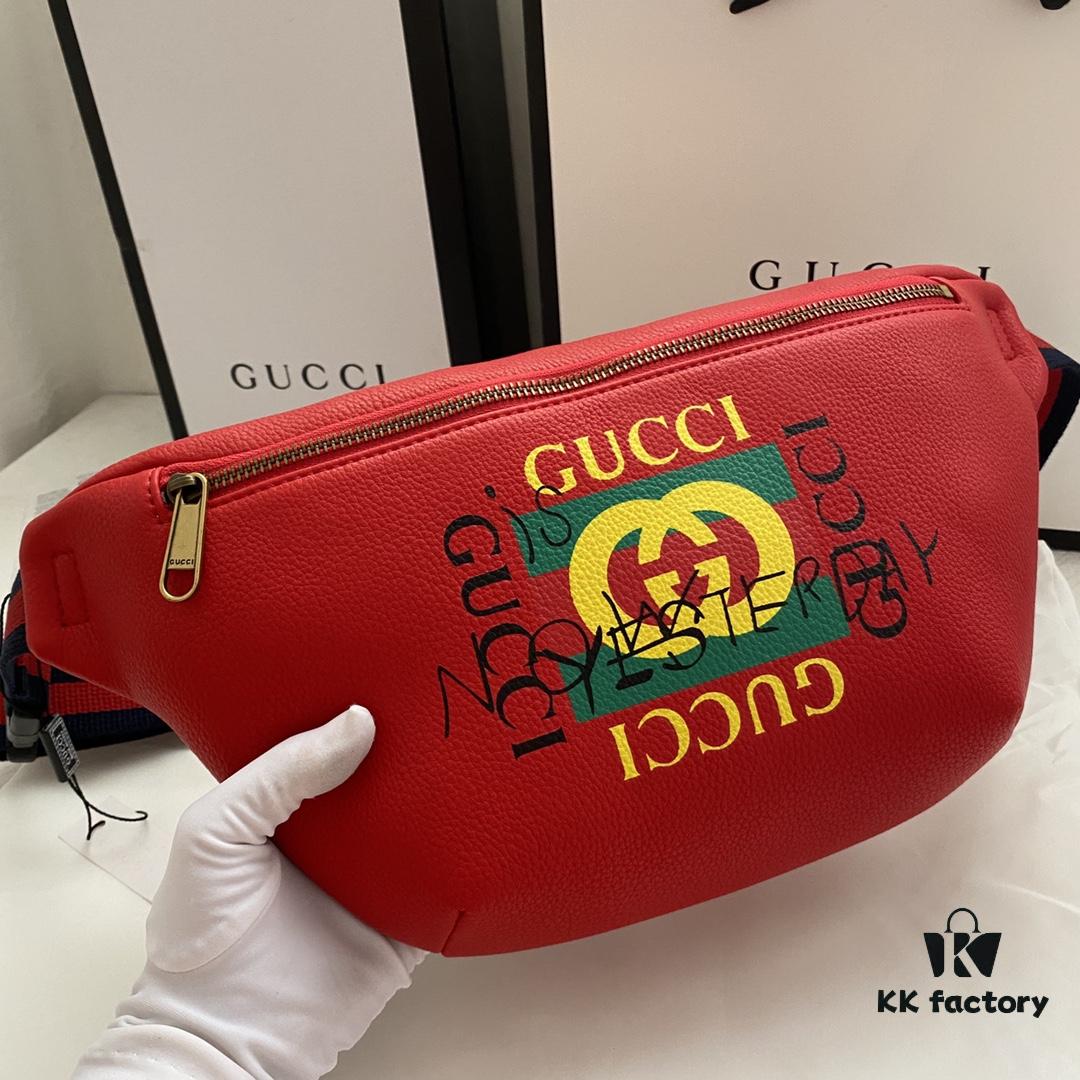 Gucci Cruise 18 x Coco Capitan Collaborative Series Belt Bag Model 493869 Size 28*18*8cm Soft Leather With Handwritten Graffiti Motif