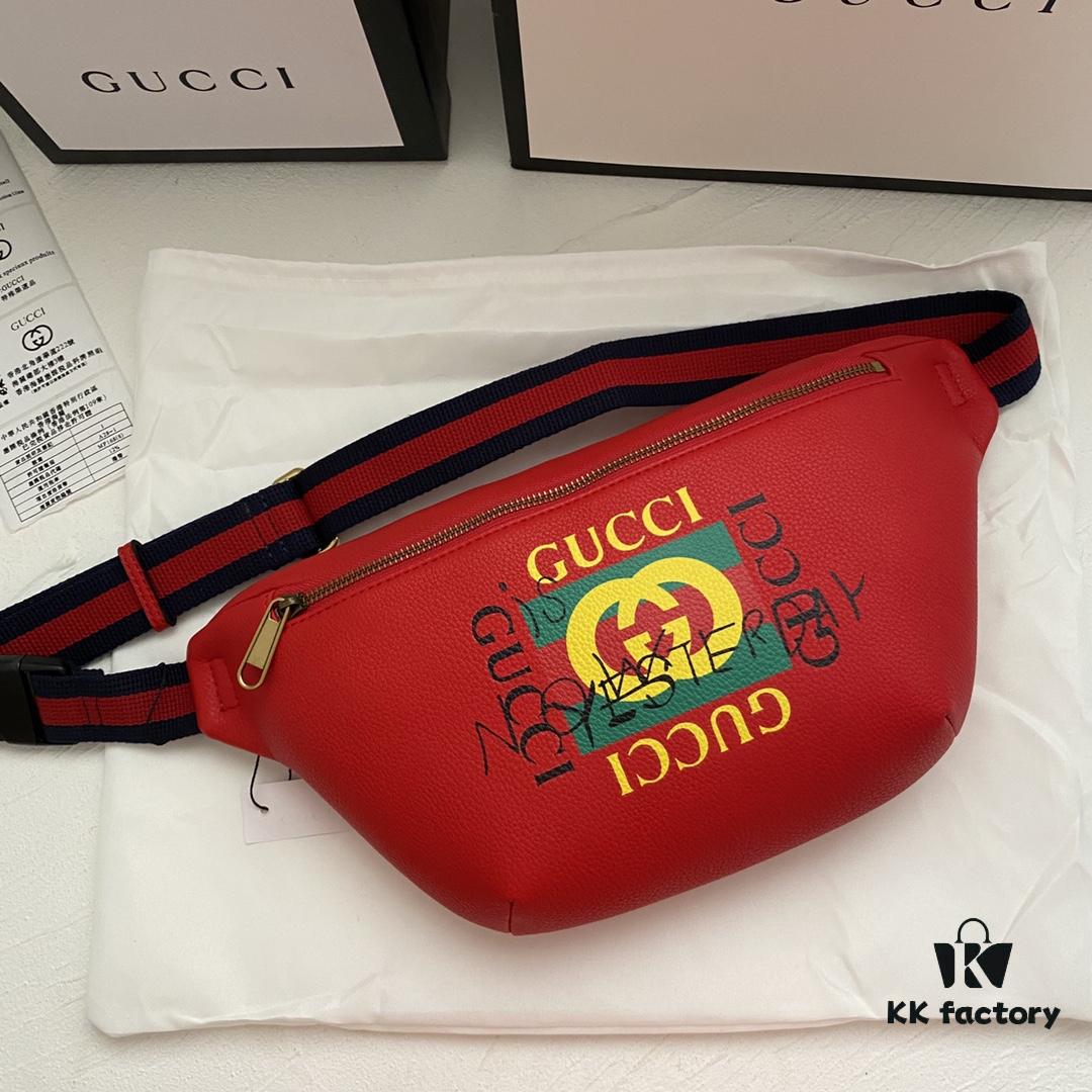 Gucci Cruise 18 x Coco Capitan Collaborative Series Belt Bag Model 493869 Size 28*18*8cm Soft Leather With Handwritten Graffiti Motif