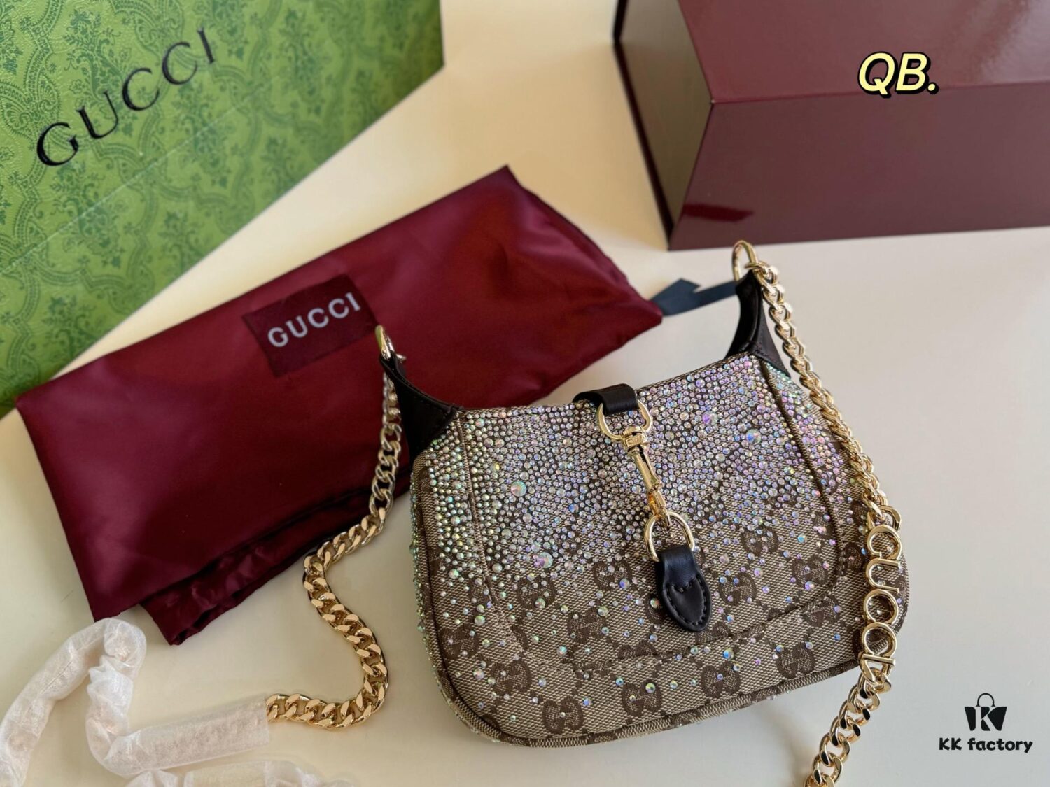 Gucci New Arrival Runway Style Rhinestone Jackie Chain Crossbody Bag