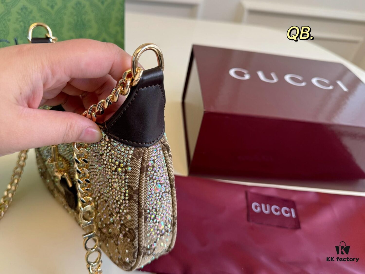 Gucci New Arrival Runway Style Rhinestone Jackie Chain Crossbody Bag