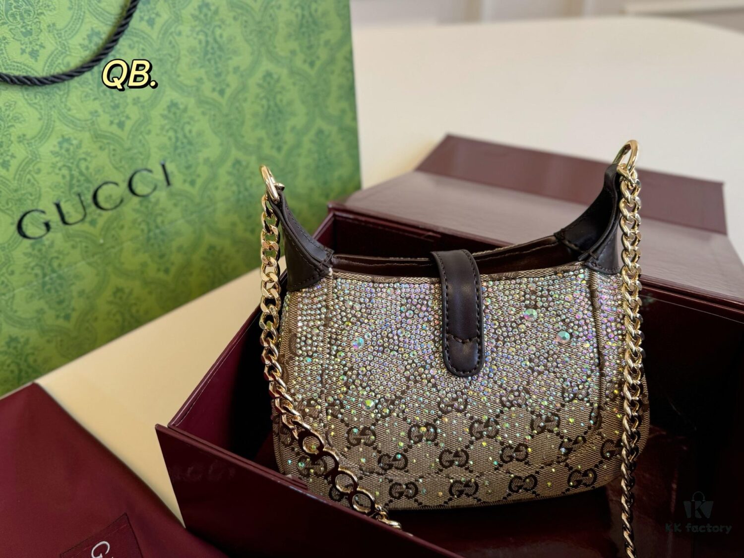 Gucci New Arrival Runway Style Rhinestone Jackie Chain Crossbody Bag