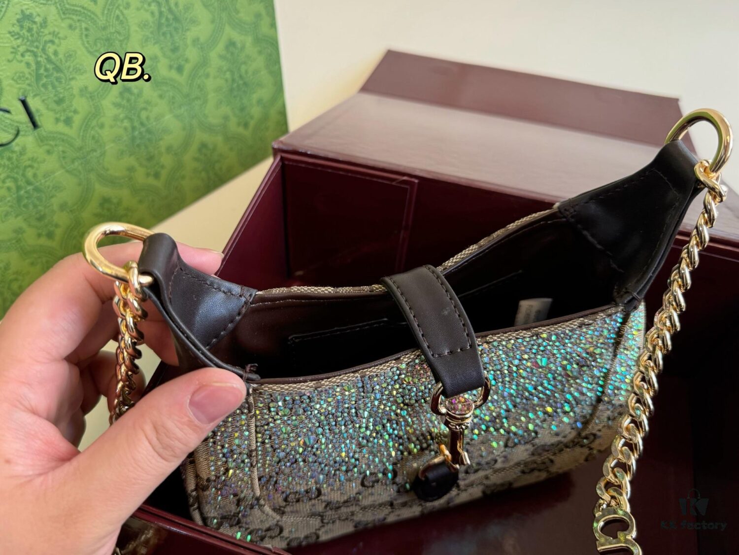 Gucci New Arrival Runway Style Rhinestone Jackie Chain Crossbody Bag