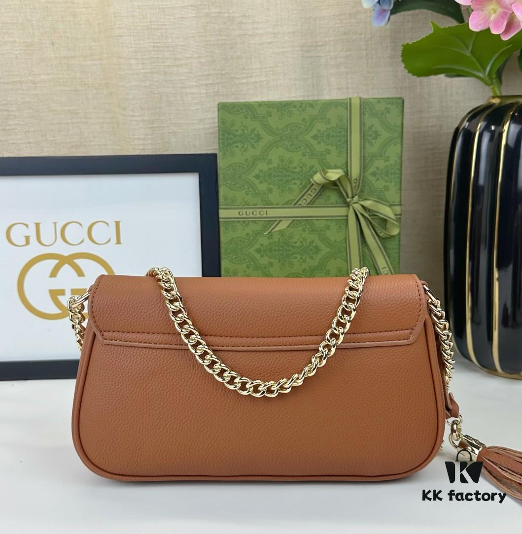 Gucci GG Marmont Bag in Full Leather Deep Brown - Irresistibly Charming and Must-Have