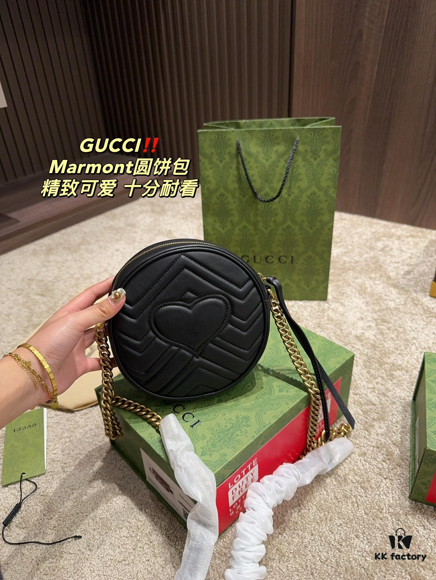Gucci Marmont Matelassé Small Round Bag Size 18.18