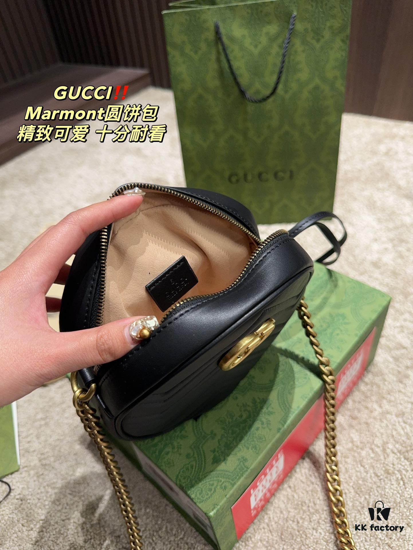 Gucci Marmont Matelassé Small Round Bag Size 18.18