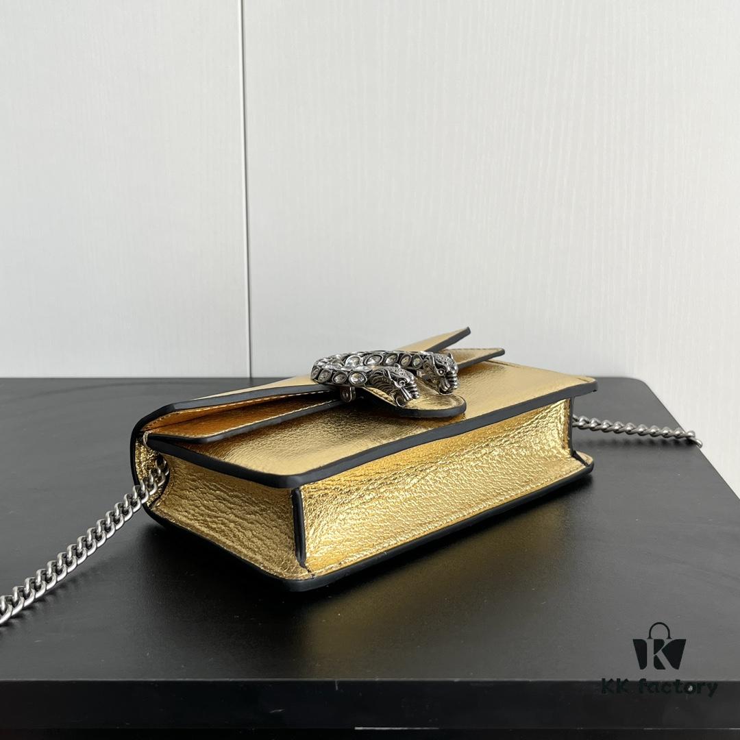 Gucci Dionysus Mini 16.5 Leather Bag - Model 476432 Gold Trim, Size 16.5x10x4.5cm