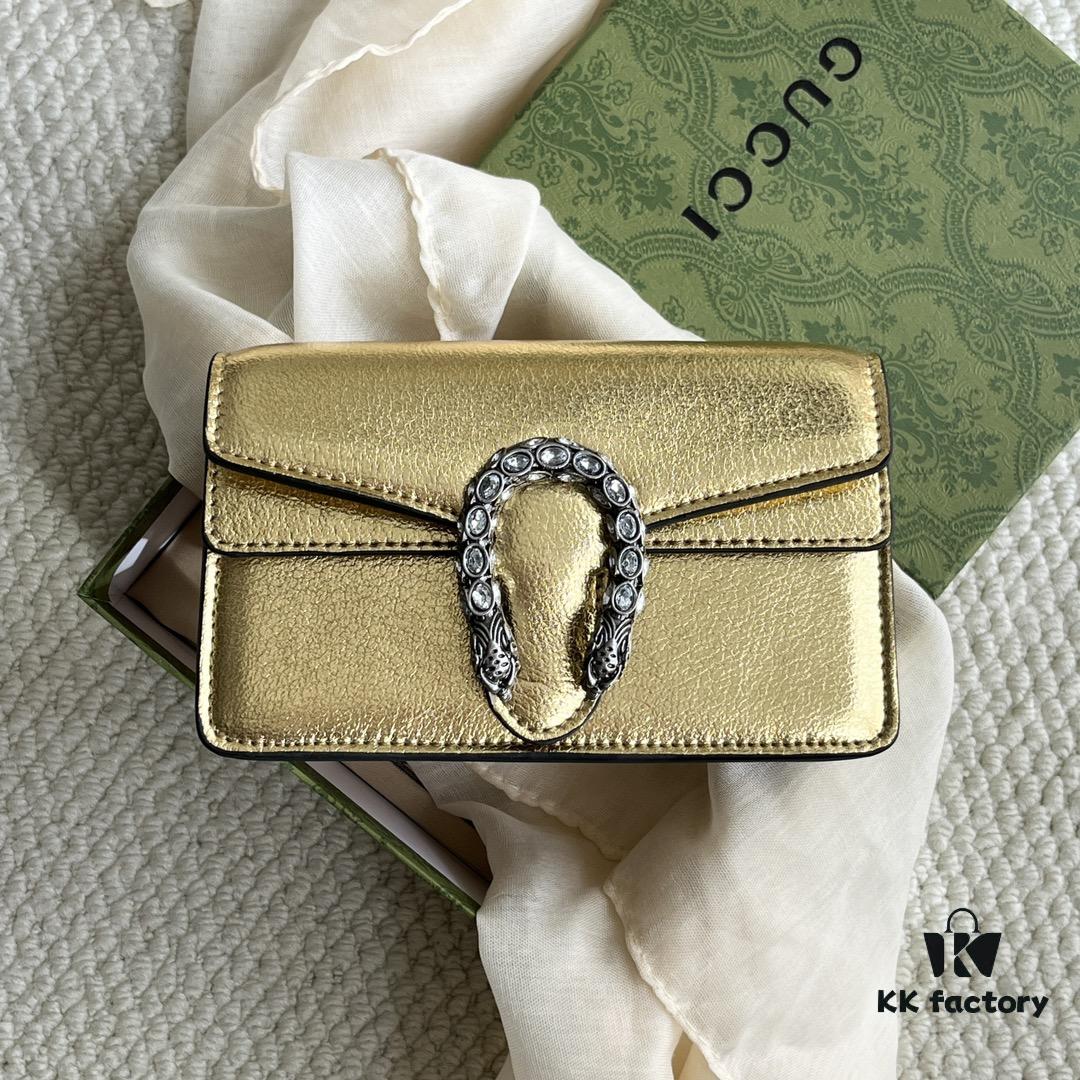 Gucci Dionysus Mini 16.5 Leather Bag - Model 476432 Gold Trim, Size 16.5x10x4.5cm