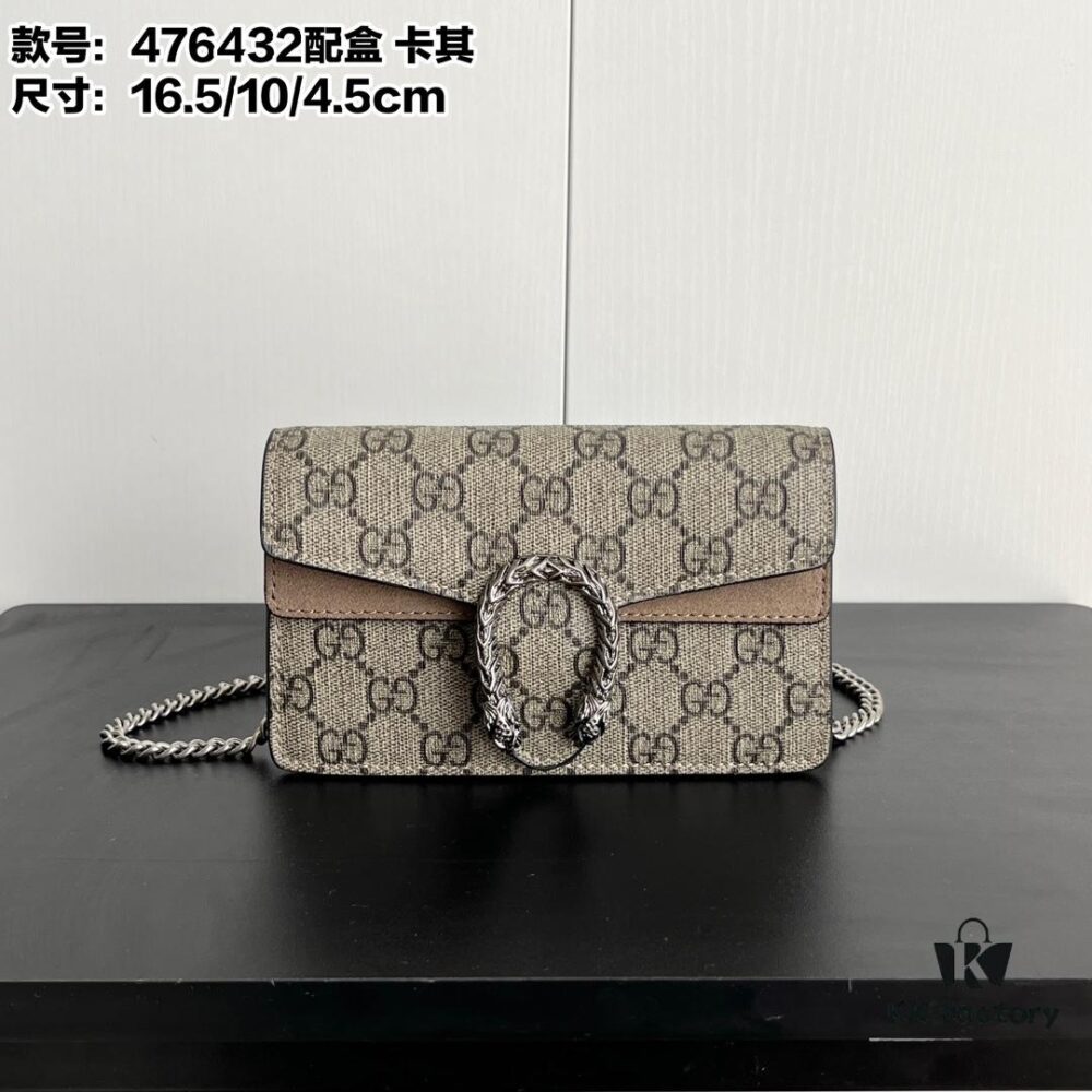 Gucci Dionysus Mini 16.5 Real Photo with Box - Khaki Model 476432 16.5x10x4.5cm