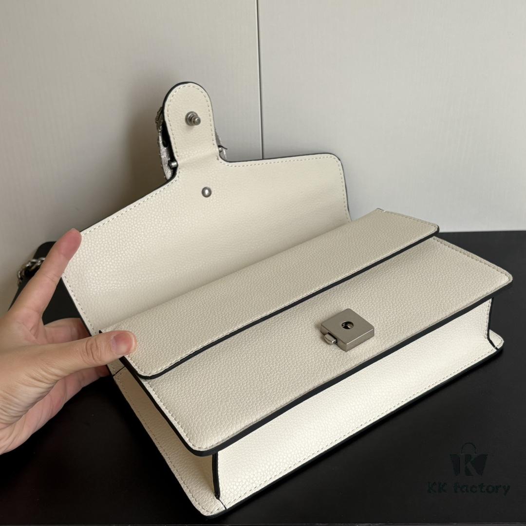 Gucci Dionysus Diamond Buckle Bag - Upgraded Version Model 499623 White Leather