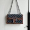 Upgraded Version Genuine GUCCI Dionysus Blue Denim Bag with Tiger Head Diamond Clasp