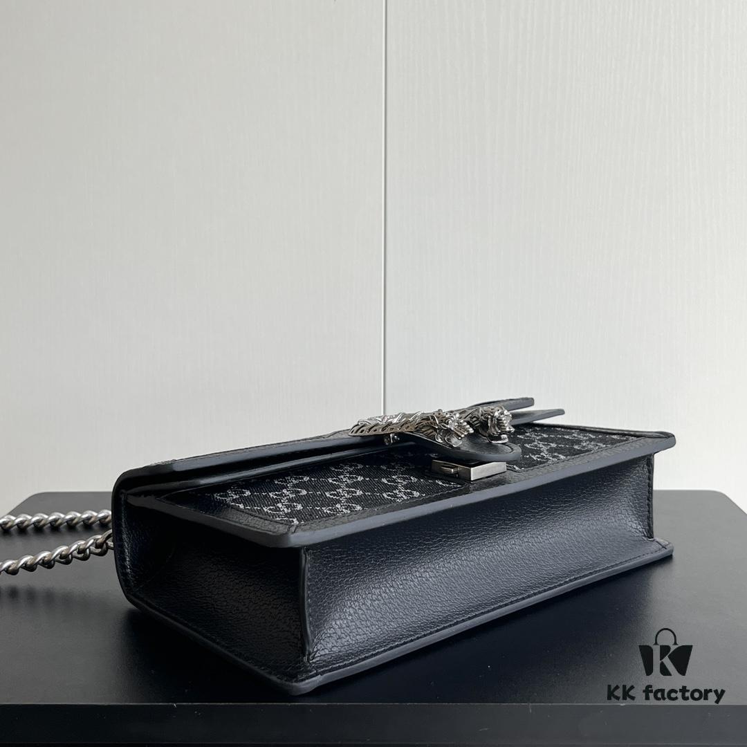 Upgraded Genuine Gucci Dionysus Horsehead Diamond Buckle Bag - Black Denim Model 499623