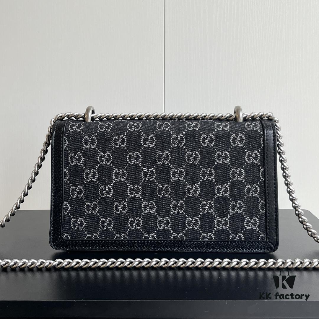 Upgraded Genuine Gucci Dionysus Horsehead Diamond Buckle Bag - Black Denim Model 499623